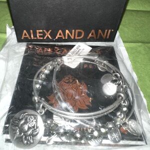 NWT Alex and Ani LOTUS PEACE PETALS Love & Light 3 Piece Set in Russian Silver